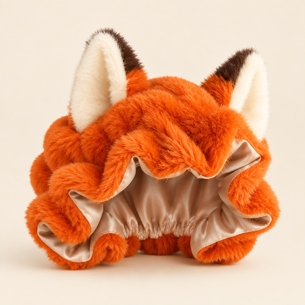 Foxie Bonnet orange fox satin-lined bonnet