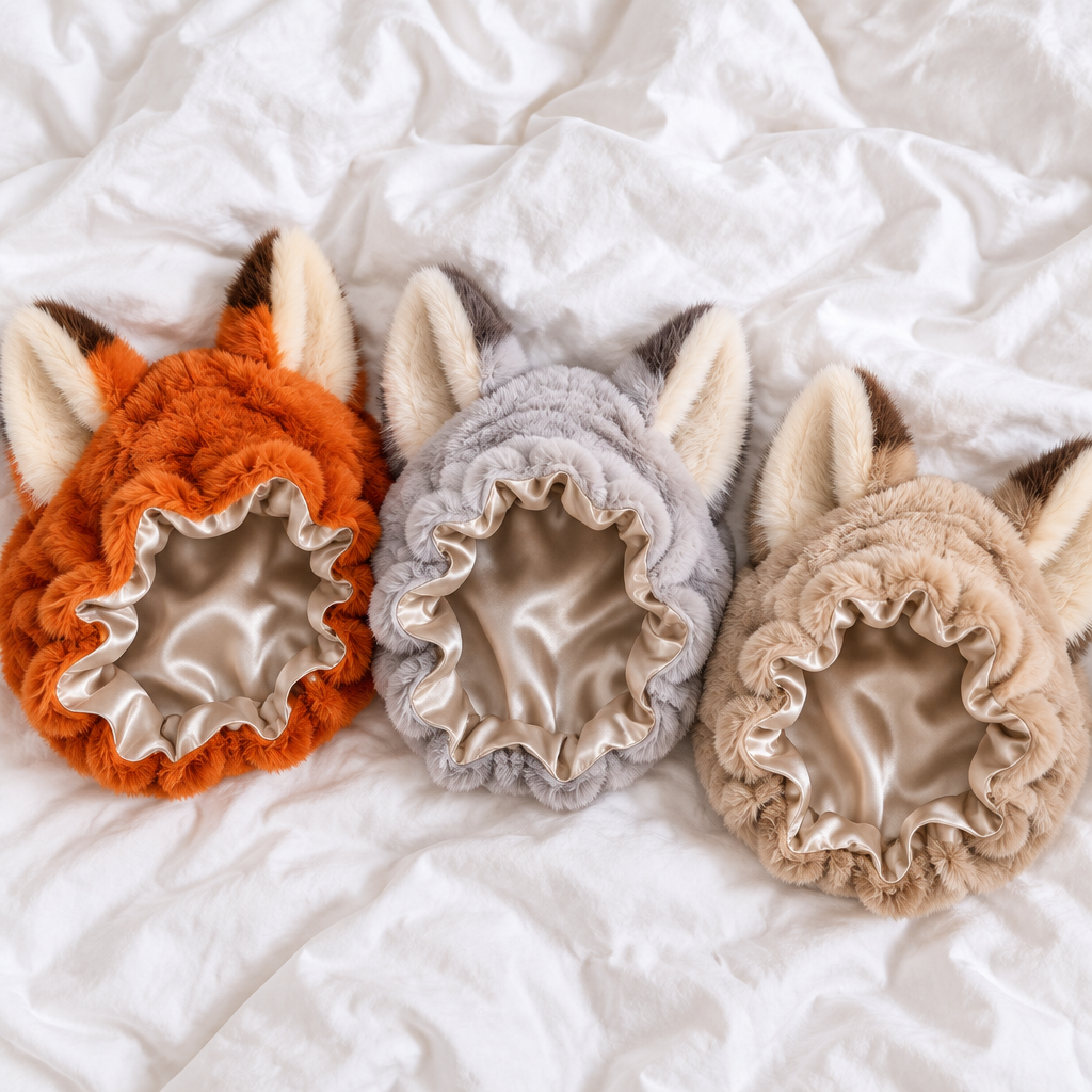 Foxie Bonnet in Orange, Gray and Beige